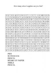 English Worksheet: SCHOOL SUPPLY WORKSHEET
