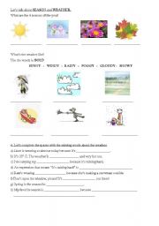 English Worksheet: Vocabulary on seasons and weather