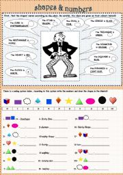 English Worksheet: shapes & numbers