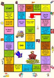 English Worksheet: Board game - Back to school