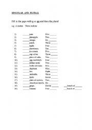 English Worksheet: Using A or An & plural endings