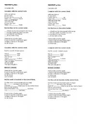 English Worksheet: Song 