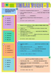 English Worksheet: SIMILAR WORDS B