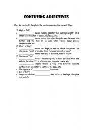 English worksheet: Confusing adjectives