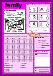 English Worksheet: FAMILY exercise