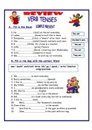 English Worksheet: REVISION OF SIMPLE PRESENT AND PRESENT CONTINUOUS