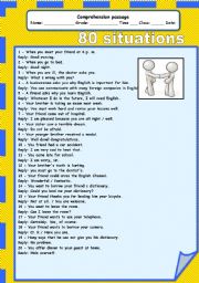 English Worksheet: Situations