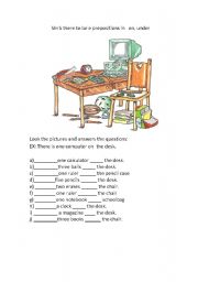 English Worksheet: Verb There To be e Prepositions of place