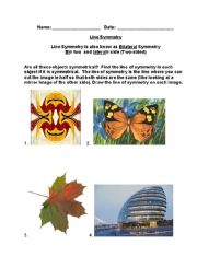 English Worksheet: Symmetry