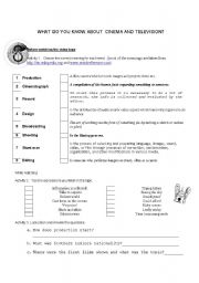 English Worksheet: cinema and television