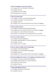 English worksheet: going to activities