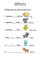 English worksheet: zoo