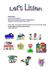 English Worksheet: Listening and singing: 