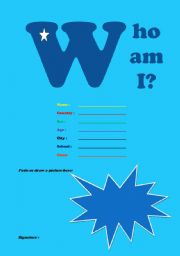 English worksheet: Who am I? 