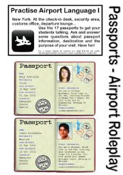 English Worksheet: No.1 - AIRPORT/HOLIDAY LANGUAGE GAME - 17 Passports - Roleplay - Practise speaking at check-in, customs, waiting area