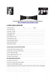 English Worksheet: John Lennon Webquest