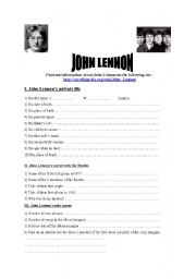 English worksheet: John Lennon Webquest