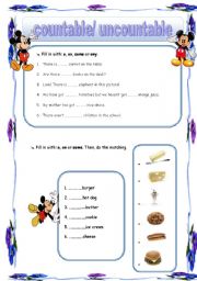 English Worksheet: Countable and Uncountable nouns (a, an, some, any)