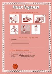 English Worksheet: present progressive