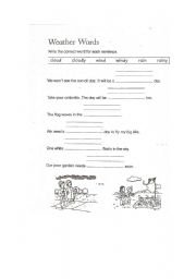 English worksheet: weather words