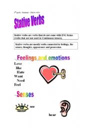 English Worksheet: stative verbs