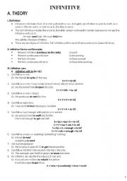 English worksheet: THEORY AND PRACTICE OF INFINITIVE