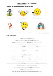 English Worksheet: Song Hello Goodbye