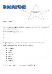 English Worksheet: Reach Your Goals