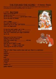 English worksheet: Movie: The Fox and the Hound - Disney