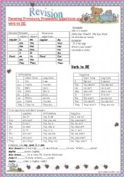 English Worksheet: Revision: personal pronouns, possessive adjectives, verb to be 