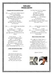 English Worksheet: Billie Jean Michael Jackson -SIMPLE PAST SONG