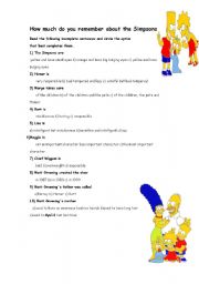English worksheet: how much do you know about the Simpsons?