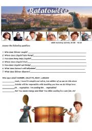 English Worksheet: Ratatouille - Movie Worsheet  2/4 + Key ( 2 pages ) 30:00-40:00 