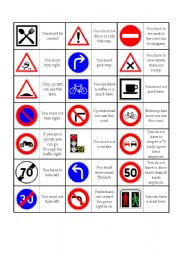 English Worksheet: Road sign dominoes