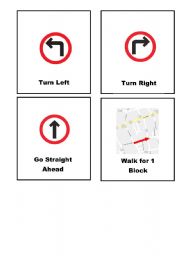 English Worksheet: Directions Flash Cards