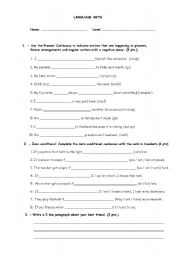 English worksheet: Sixth Grade Language Arts Quiz