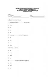 English Worksheet: Diagnostic test 7th grade