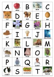 English Worksheet: Alphabet Memory Game