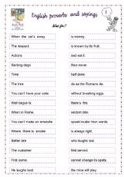 English Worksheet: Proverbs and sayings