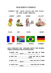 English Worksheet: DESCRIBING PERSONS