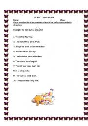 English worksheet: adjectives task sheet