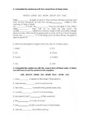 English worksheet: present simple exercises