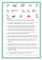 English Worksheet: Who am I
