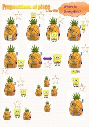 English Worksheet: prepositions of place with Sponge Bob