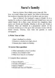 English Worksheet: family