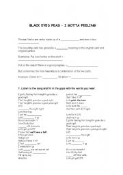 English Worksheet: Song - I gotta feeling