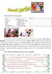 English Worksheet: on my birthday party