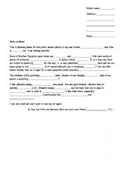 English Worksheet: Barnaby Bears visit