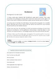 English Worksheet: finn MacCool, an Irish legend