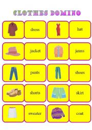 English Worksheet: Clothes Domino